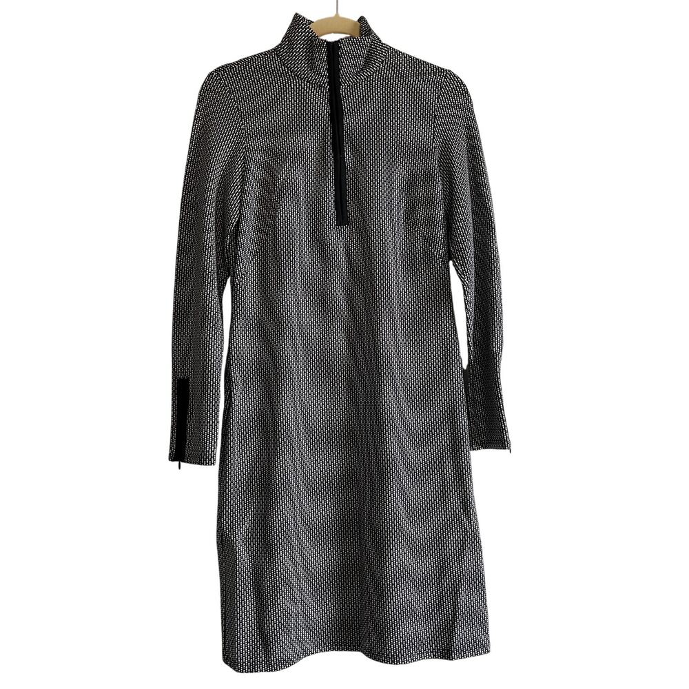 NWT Jude Connally Black White Long Sleeve Zip  Dress Sz S